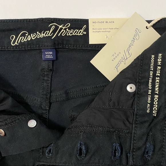 Universal Threads Skinny Slim Bootcut Black High Rise Button Fly Jeans 6 - Picture 3 of 10